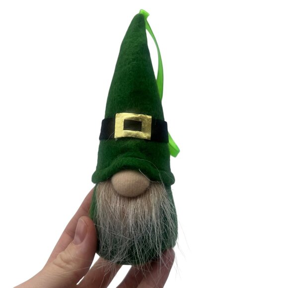 St. Patricks Day Gnome Ornaments With Green Hats & Beard Decorations Set of 3 - Picture 3 of 7